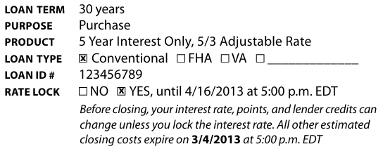 Loan Estimate Page 1